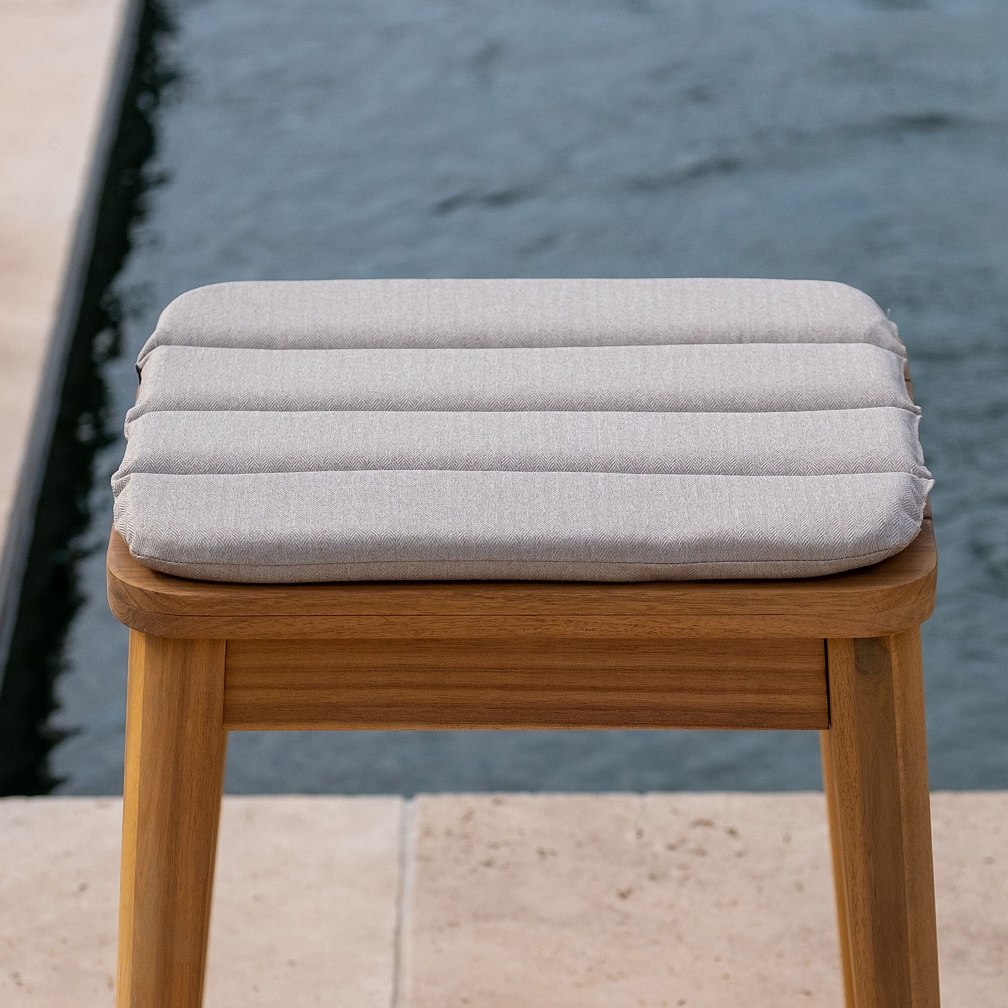 KIKO - Galette de chaise indoor & outdoor en tissu déperlant - beige alpilles