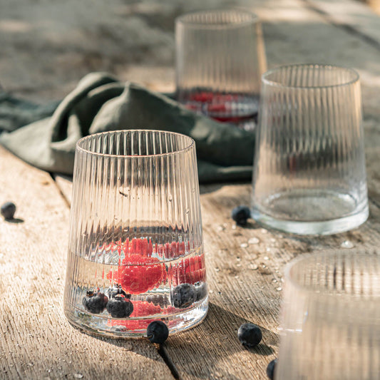 DIGO - Gobelet en verre strié 39cl - transparent