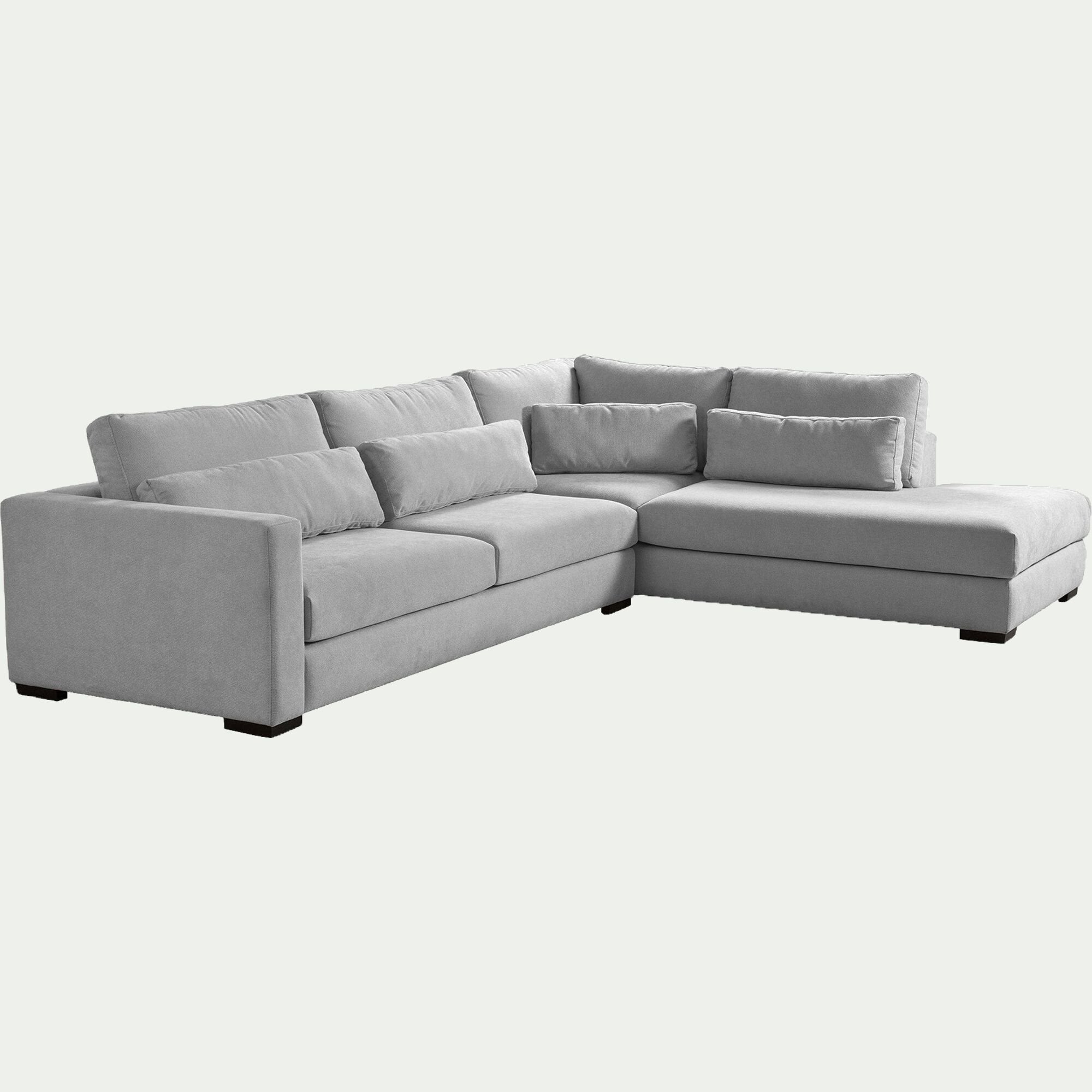 BATIS - Canapé grand angle droit fixe en tissu Bloq - gris moyen