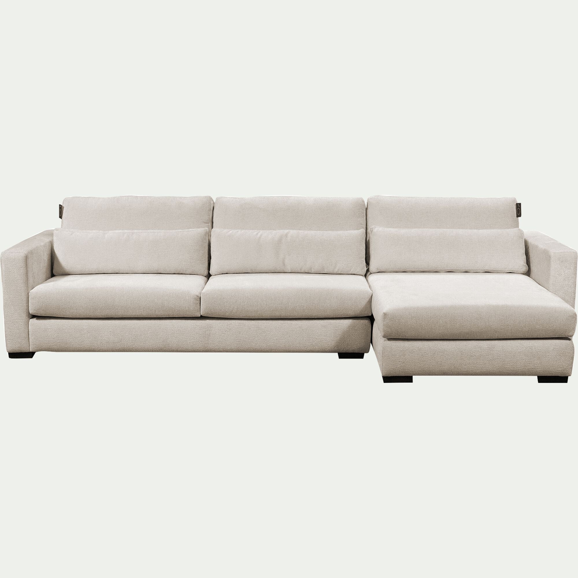BATIS - Canapé d'angle chaise longue droite fixe en tissu Genesis - beige