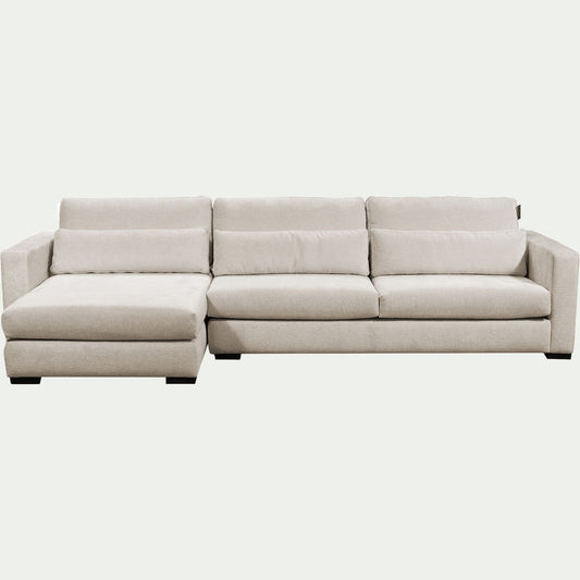 BATIS - Canapé d'angle chaise longue gauche fixe en tissu Genesis - beige