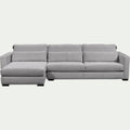 BATIS - Canapé d'angle chaise longue gauche fixe en tissu Genesis - gris