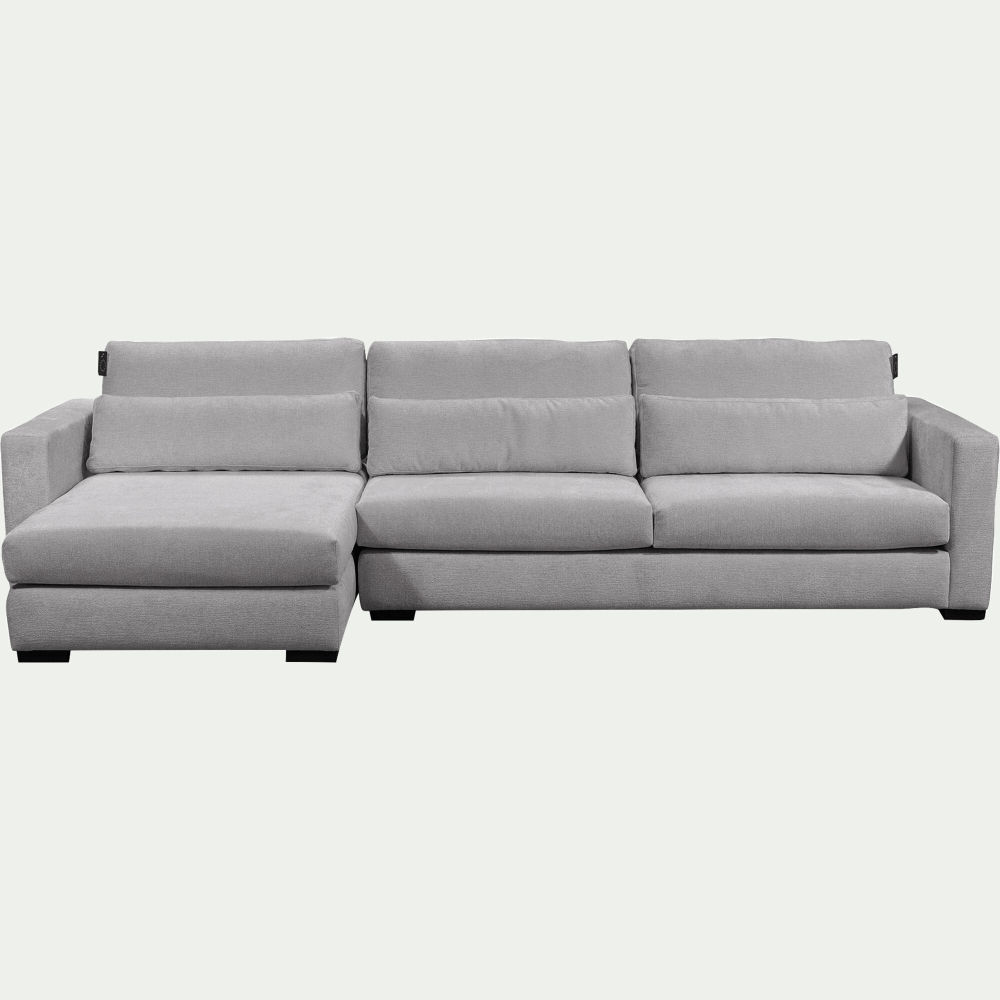 BATIS - Canapé d'angle chaise longue gauche fixe en tissu Genesis - gris
