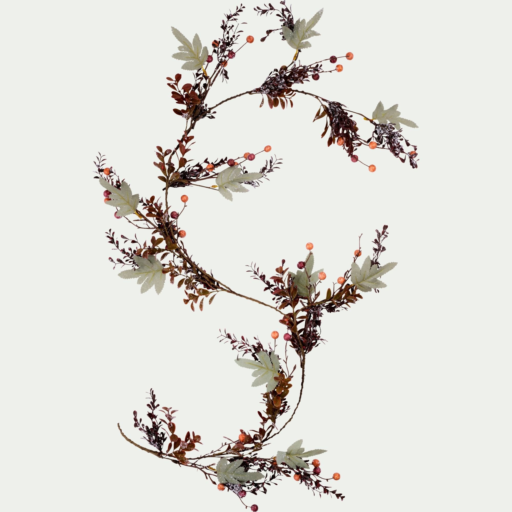KRISTI - Guirlande de Noël en feuilles et baies artificielles L1,4m - marron