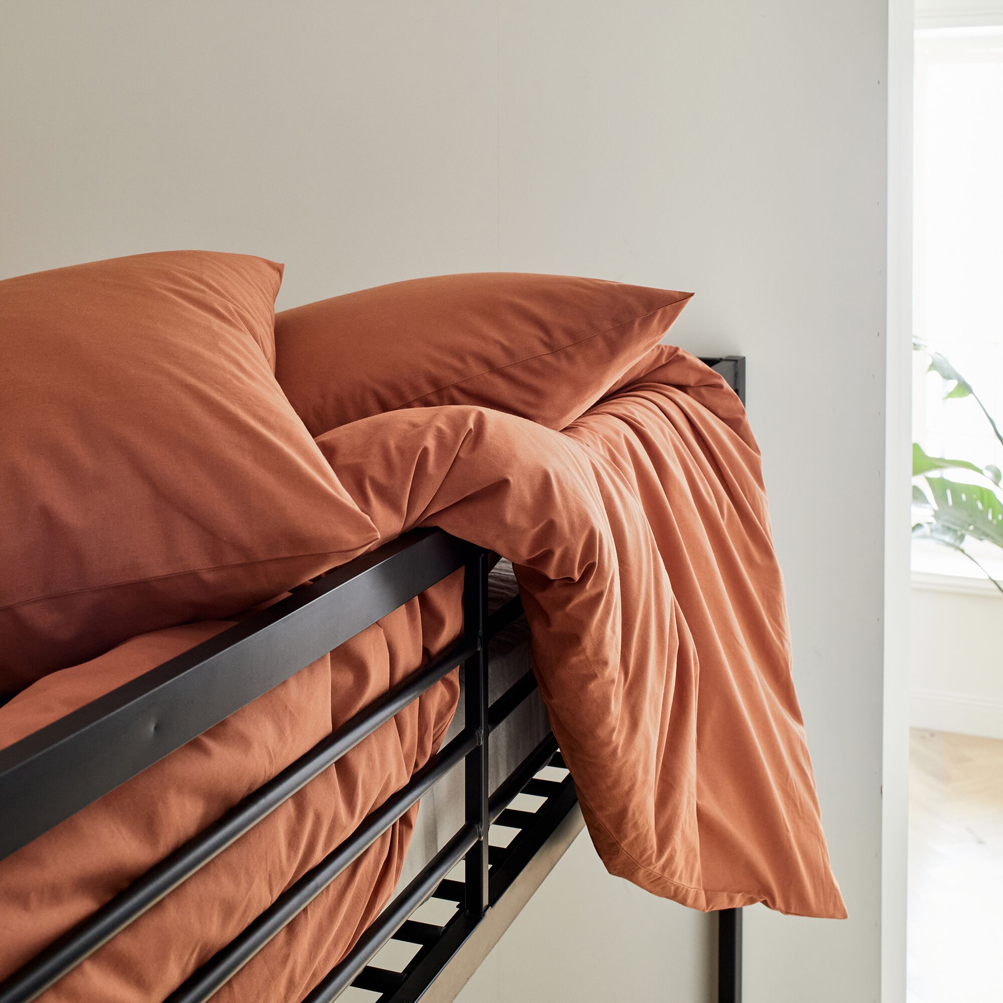 CALANQUES - Linge de lit uni en coton - brun rustrel