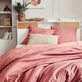 CALANQUES - Linge de lit uni en coton - rouge ricin