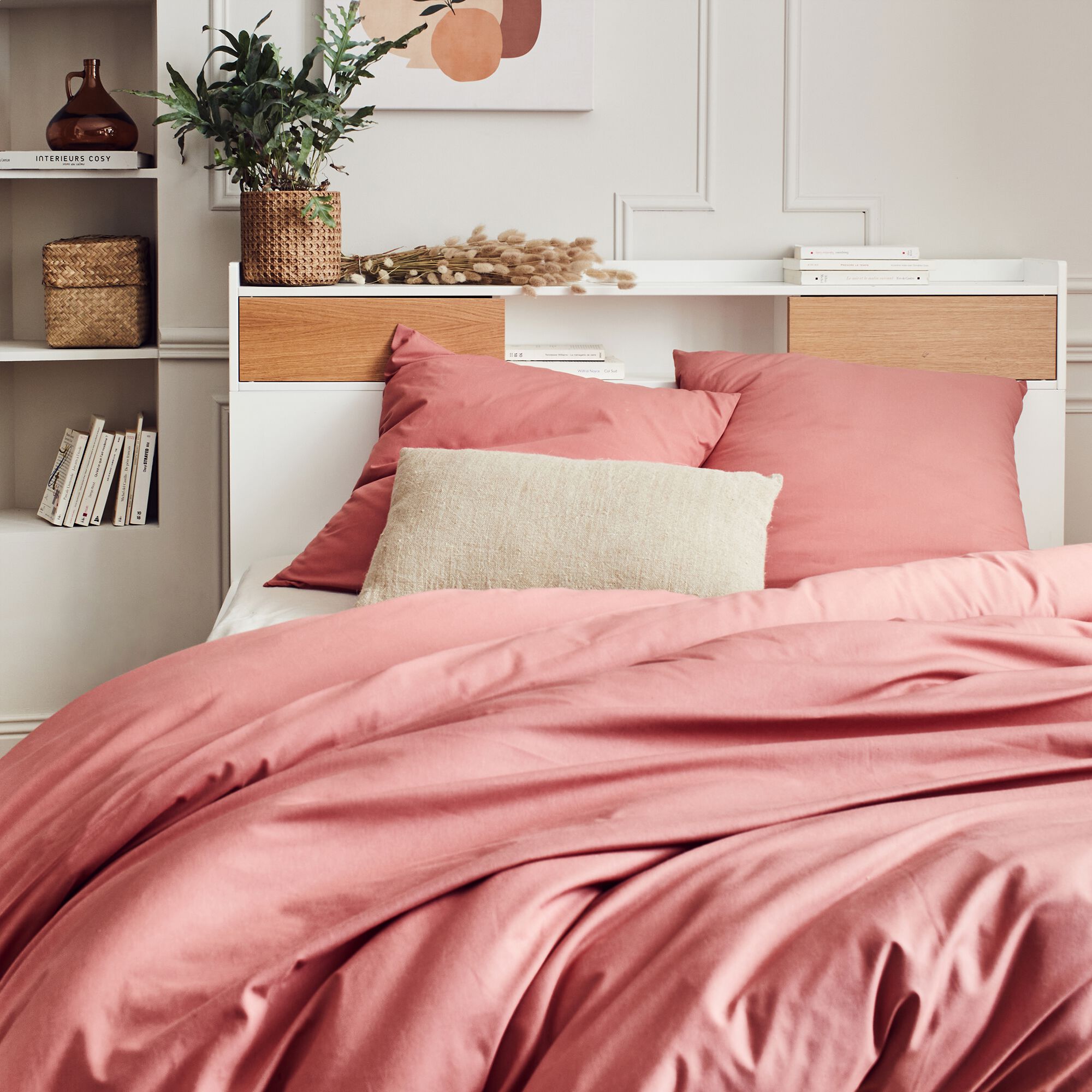 CALANQUES - Linge de lit uni en coton - rouge ricin