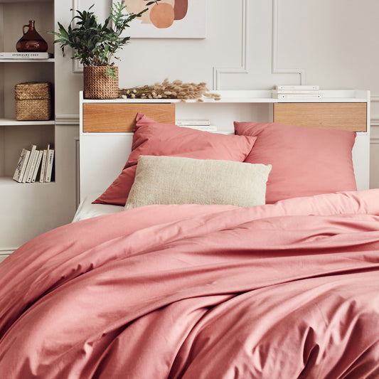 CALANQUES - Linge de lit uni en coton - rouge ricin