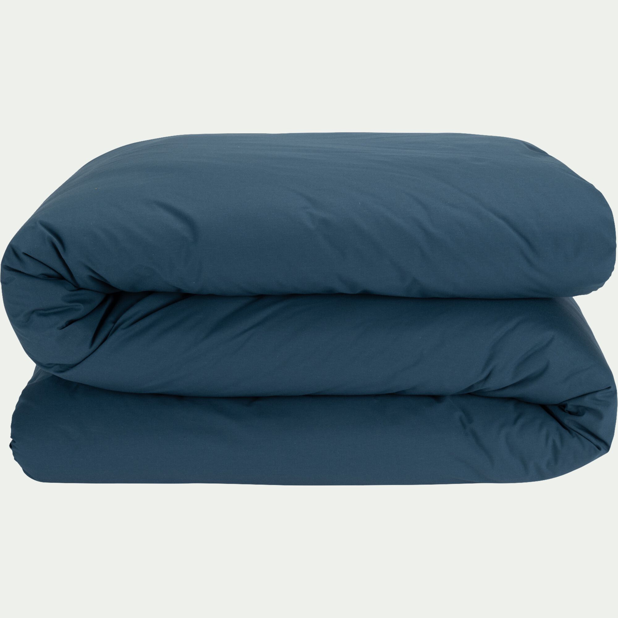 FLORE - Housse de couette en percale de coton 260x240cm - bleu figuerolles