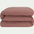 FLORE - Housse de couette en percale de coton 240x220cm - brun rhassoul