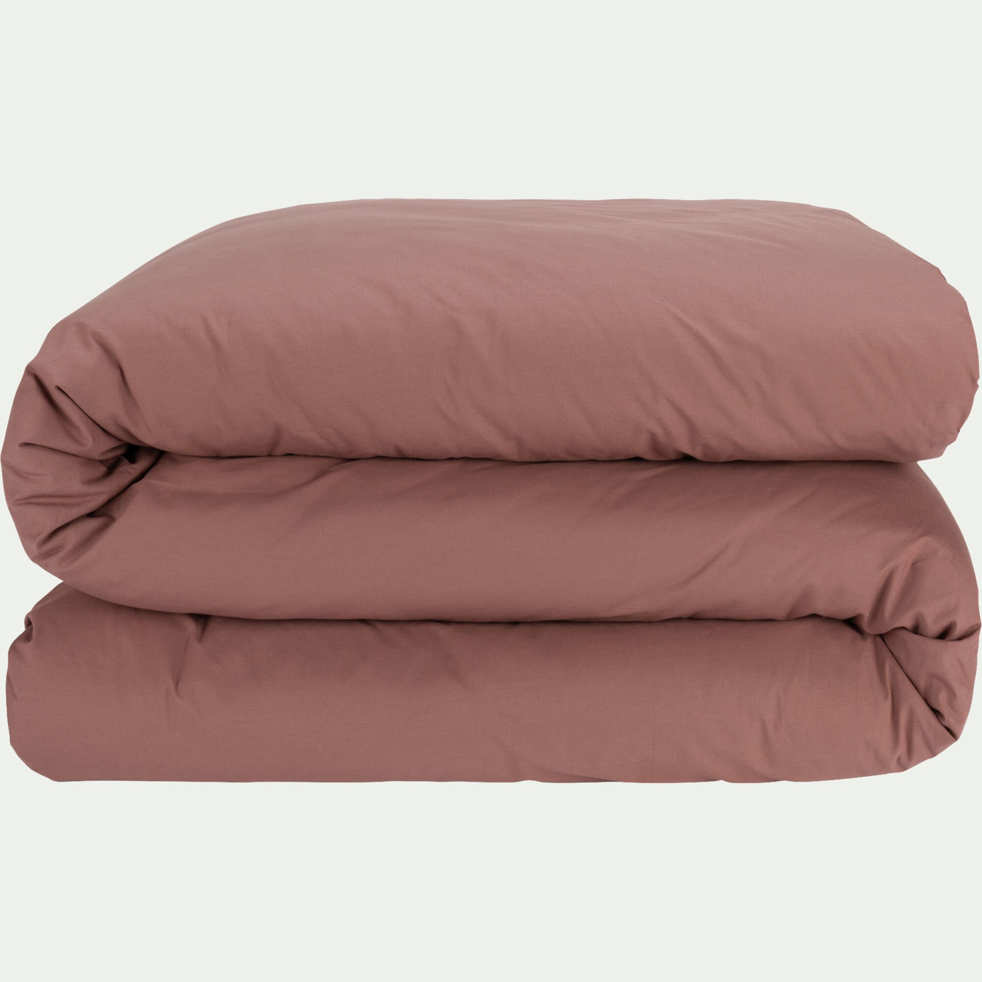 FLORE - Housse de couette en percale de coton 240x220cm - brun rhassoul