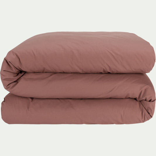 FLORE - Housse de couette en percale de coton 240x220cm - brun rhassoul
