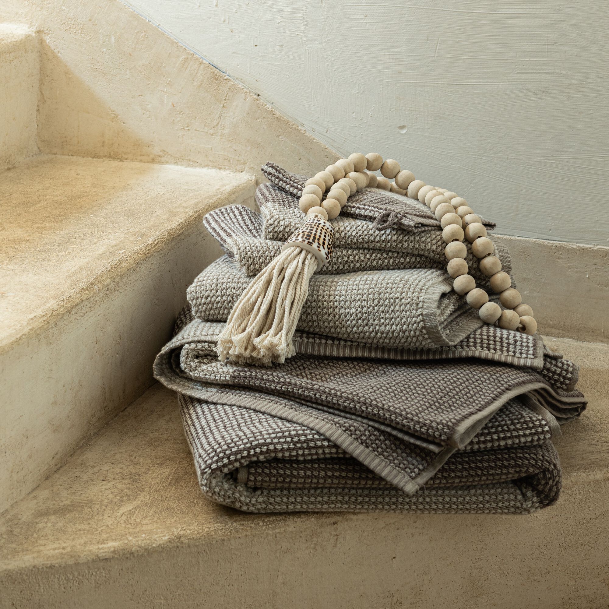 HUGO - Linge de toilette bouclette jacquard en coton - beige alpilles