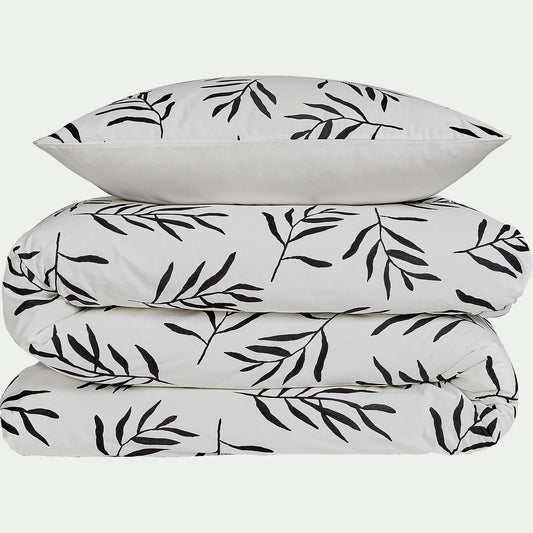 ALOYSE - Housse de couette 240x220cm et 2 taies d'oreiller 63x63cm en coton - motifs branches d'aloyse