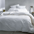 CALANQUES - Linge de lit uni en coton - blanc