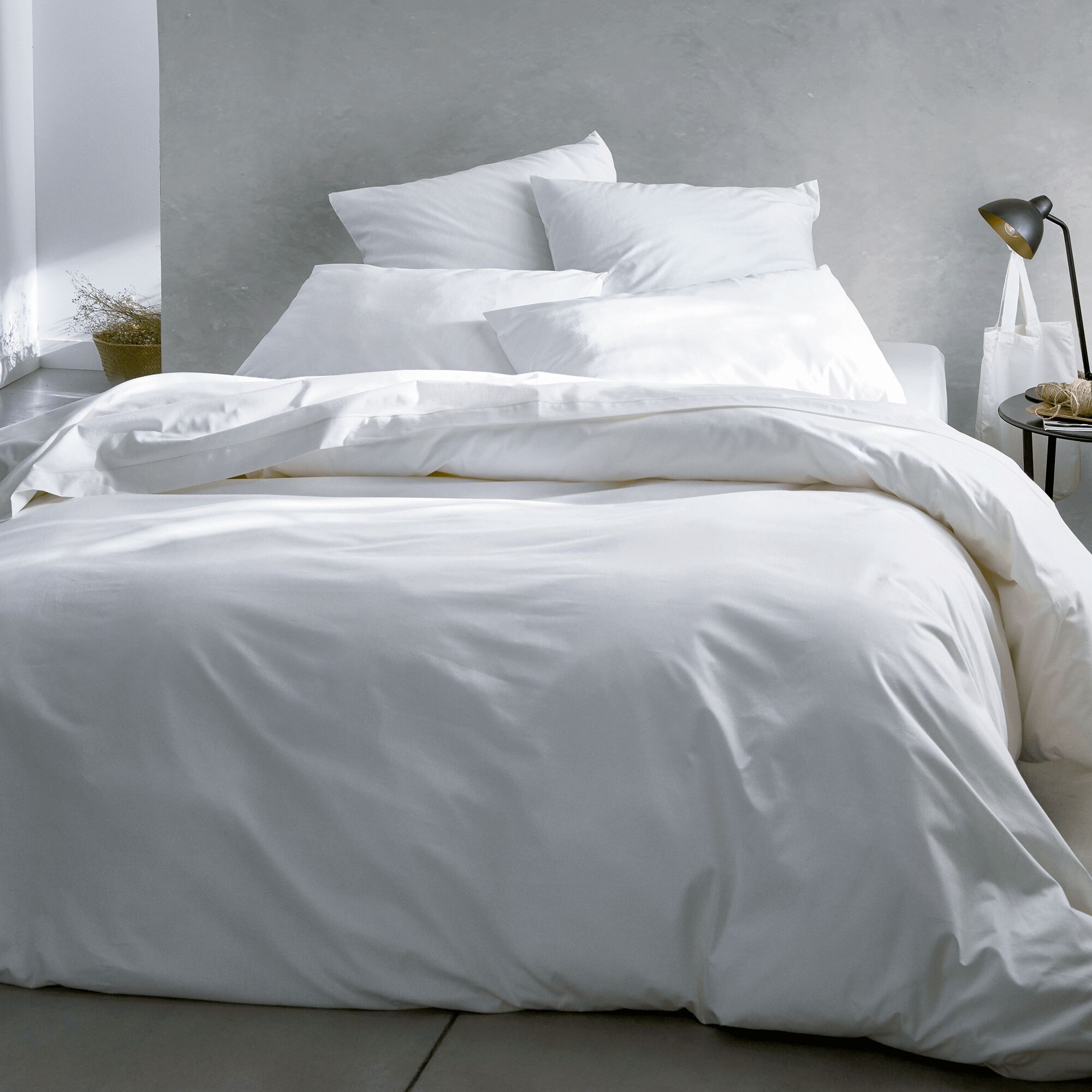 CALANQUES - Linge de lit uni en coton - blanc