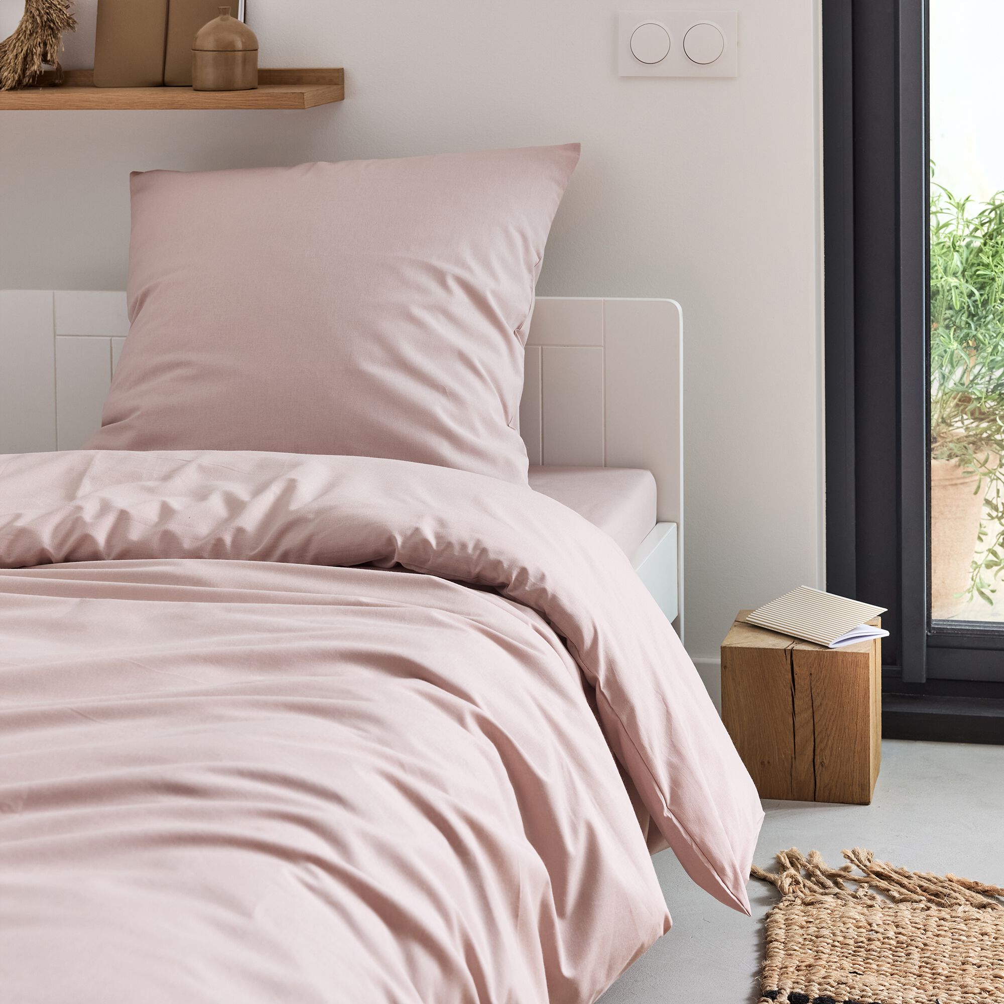 CALANQUES - Linge de lit uni en coton - rose rosa