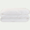 EZIO - Housse de couette en percale de coton liseré tressé beige alpilles 240x220cm - blanc