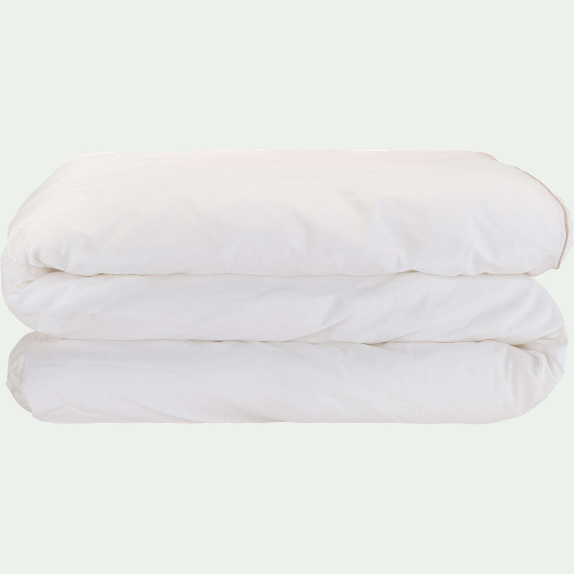 EZIO - Housse de couette en percale de coton liseré tressé beige alpilles 240x220cm - blanc