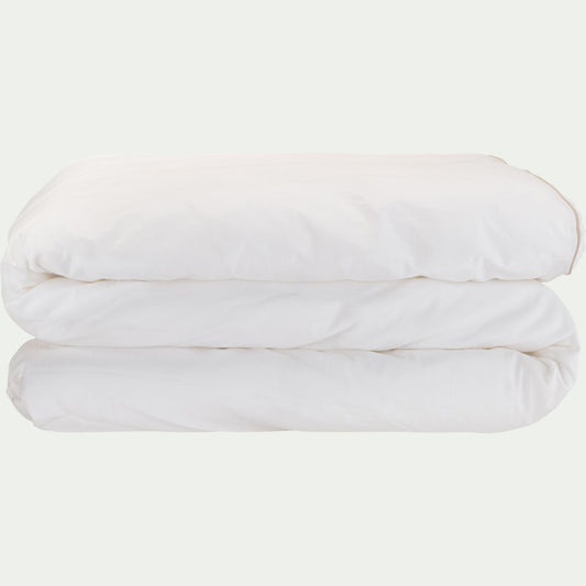 EZIO - Housse de couette en percale de coton liseré tressé beige alpilles 240x220cm - blanc