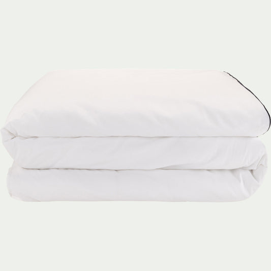 EZIO - Housse de couette en percale de coton 240x220cm liseré tressé bleu calabrun - blanc