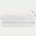 EZIO - Housse de couette en percale de coton 260x240cm liseré tressé bleu calabrun - blanc