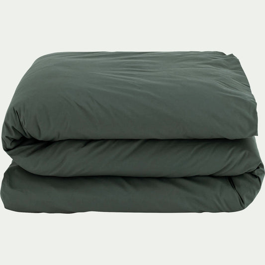 FLORE - Housse de couette en percale de coton 240x220cm - vert cèdre