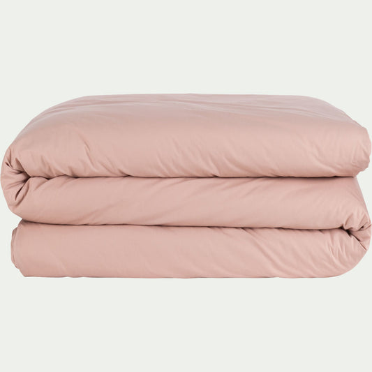 FLORE - Housse de couette en percale de coton 260x240cm - rose salina