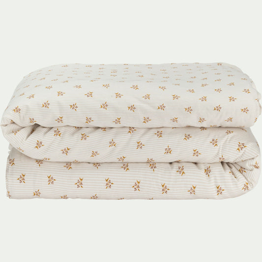 MOUCHOIR - Housse de couette en lin et coton motif argan 260x240cm - jaune