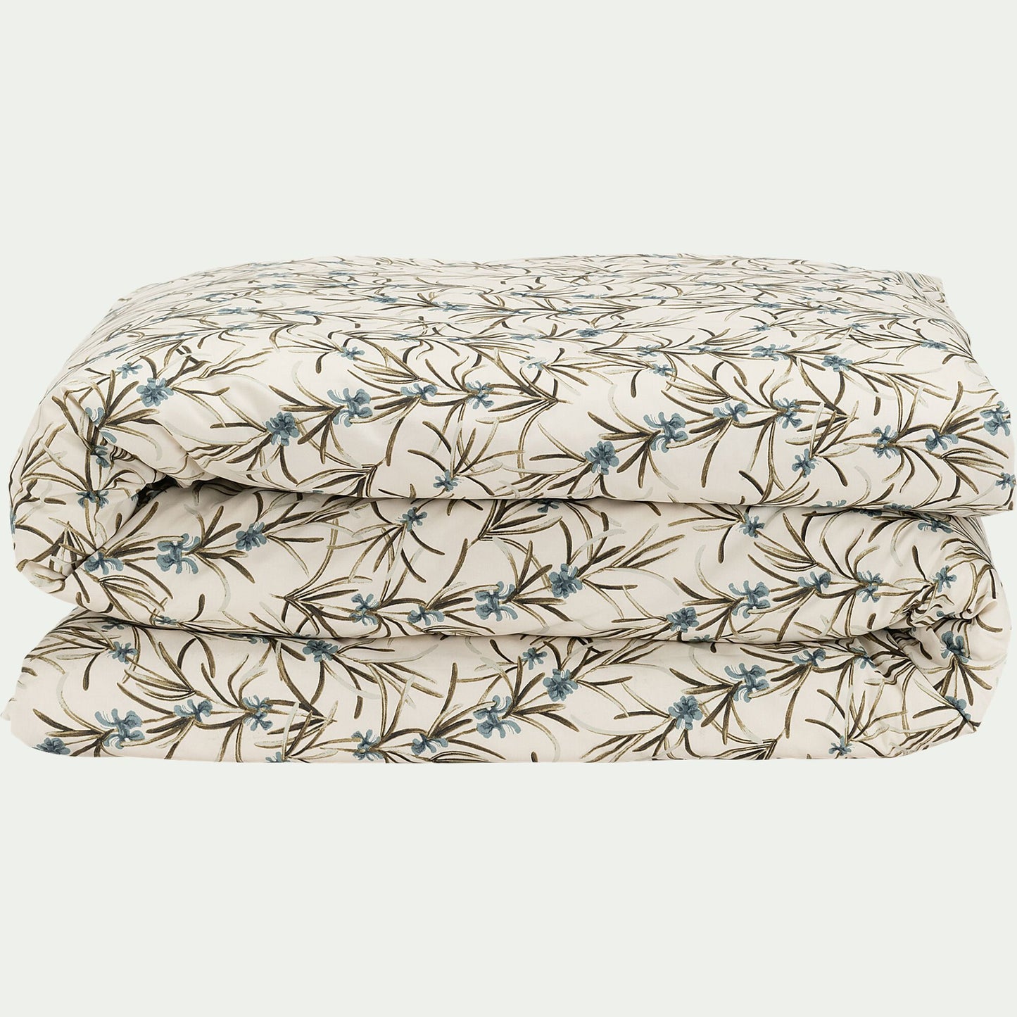 ROMARIN - Housse de couette à motif végétal en percale de coton 240x220cm - blanc