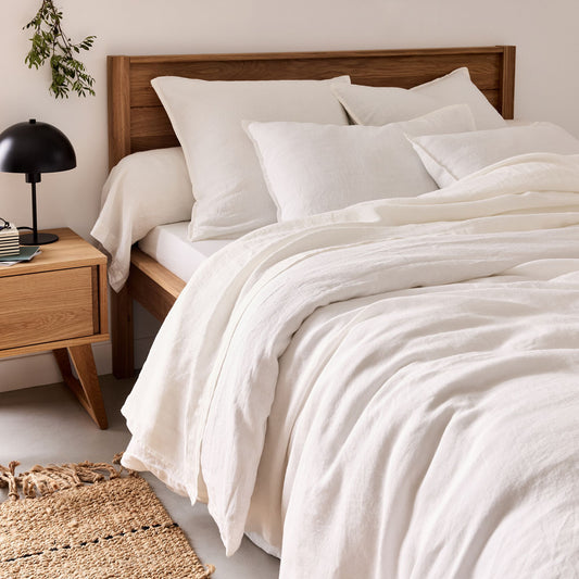 VENCE - Housse de couette en lin lavé 260x240cm - blanc capelan