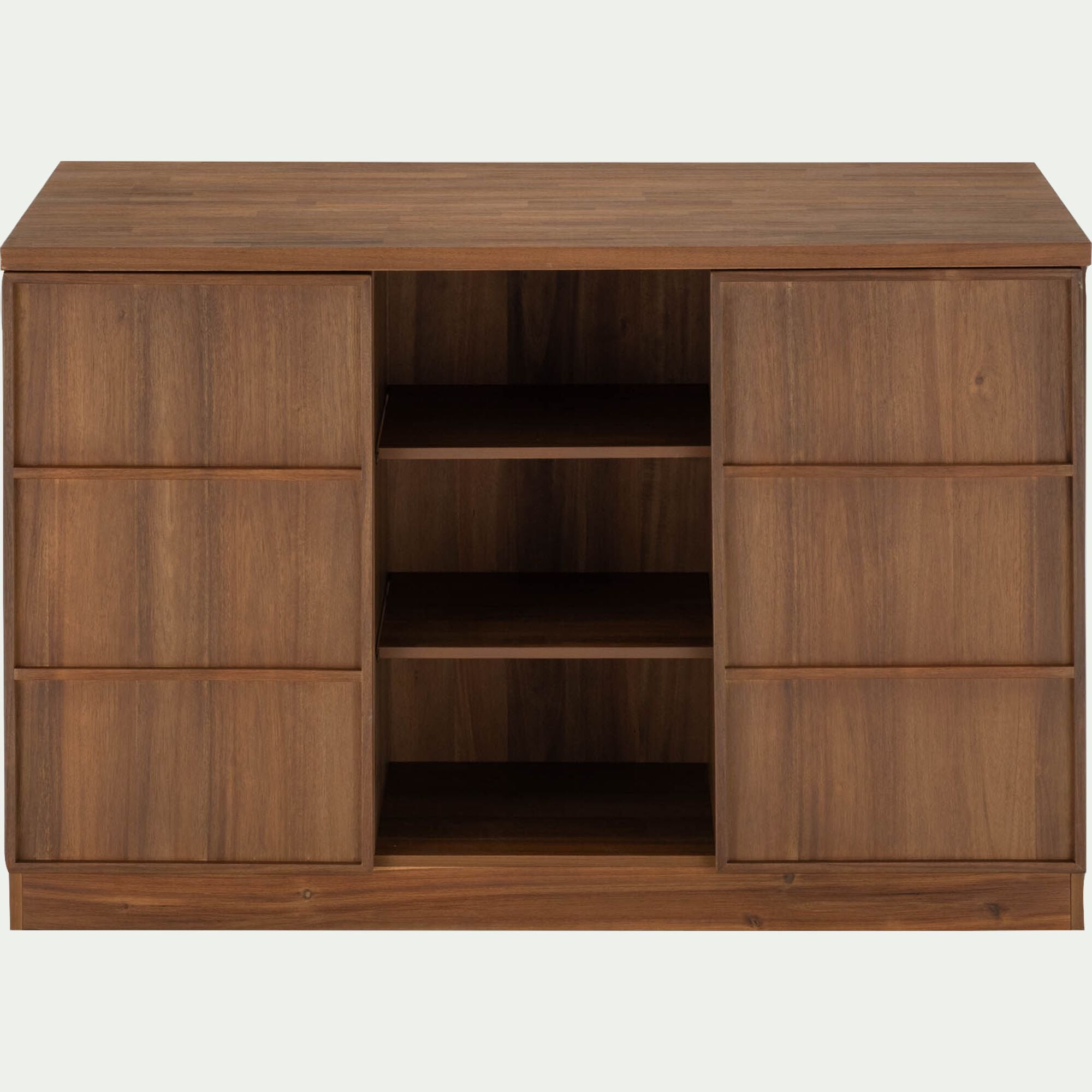DENTI - Ilot central de cuisine avec rangement en acacia L140cm - bois foncé