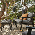 JAUNA ET ZEQI - Fauteuil de jardin et repose-pieds en bois d'eucalyptus - noir