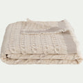ELBA - Couvre-lit en coton 130x170cm points fantaisies - blanc écru