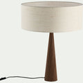 KONE - Lampe à poser en métal effet bois et coton - blanc écru D50cm