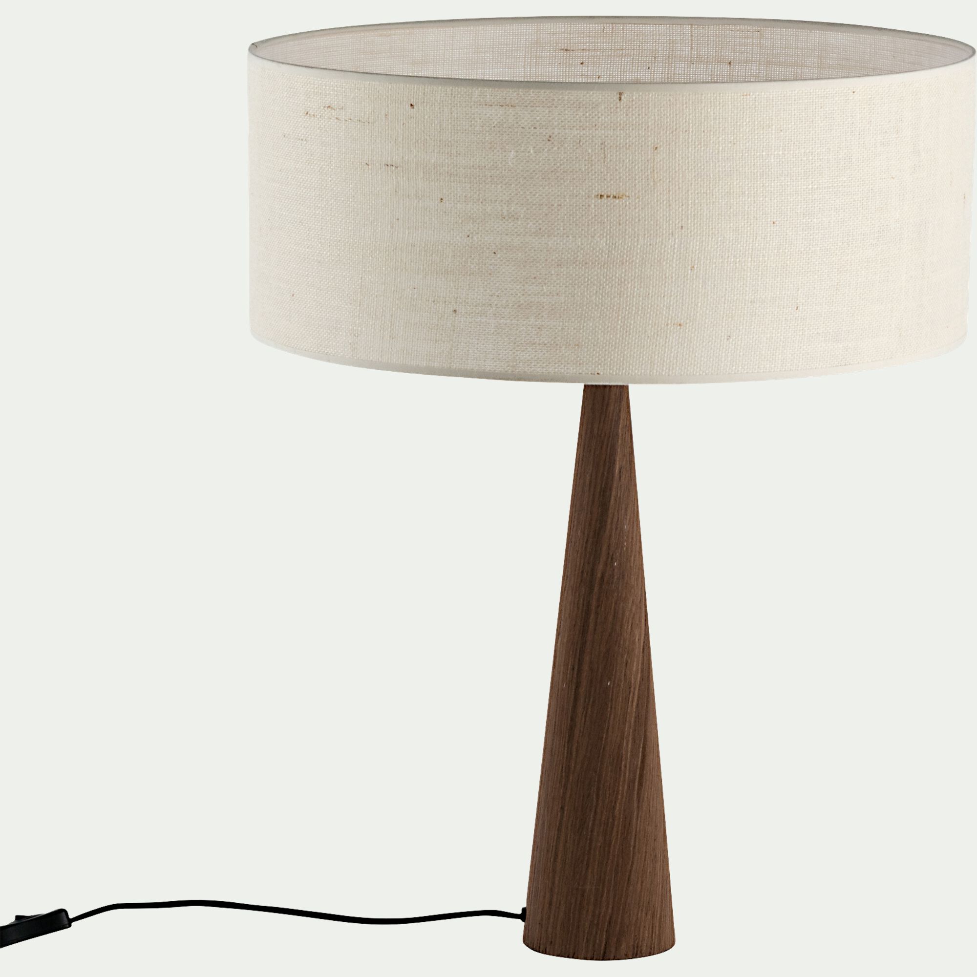 KONE - Lampe à poser en métal effet bois et coton - blanc écru D50cm