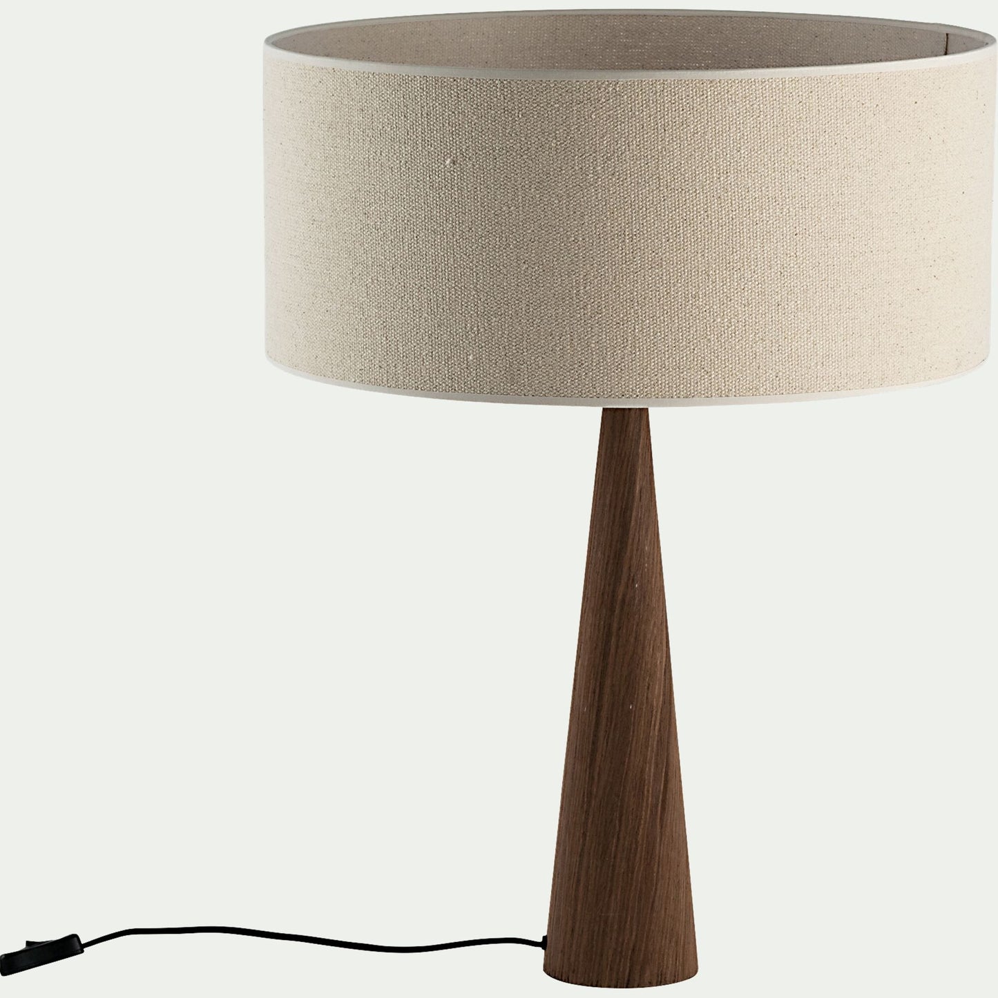 KONE - Lampe à poser en métal effet bois foncé et jute - beige D50cm