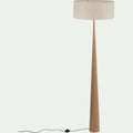 KONE - Lampadaire en métal effet bois clair et coton - blanc écru D50cm