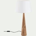KONE - Lampe en métal effet bois clair et coton - blanc