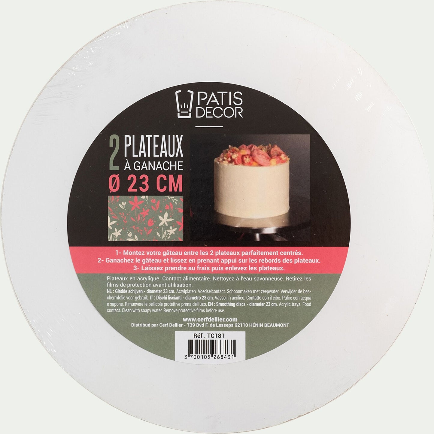 PATISDECOR - Kit disques de lissage ganache 23cm - blanc
