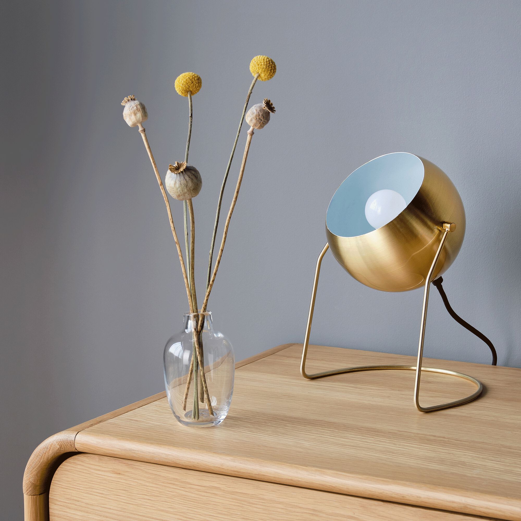 BAOU - Lampe ronde en métal doré H26cm