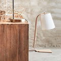 ELLICA - Lampe à poser en bois et coton H43cm E14