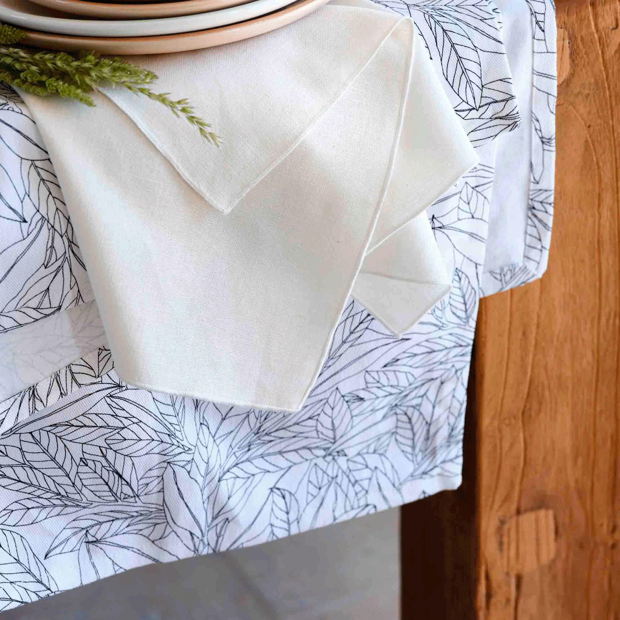 LAURIER - Gamme de linge de table en coton à motif laurier