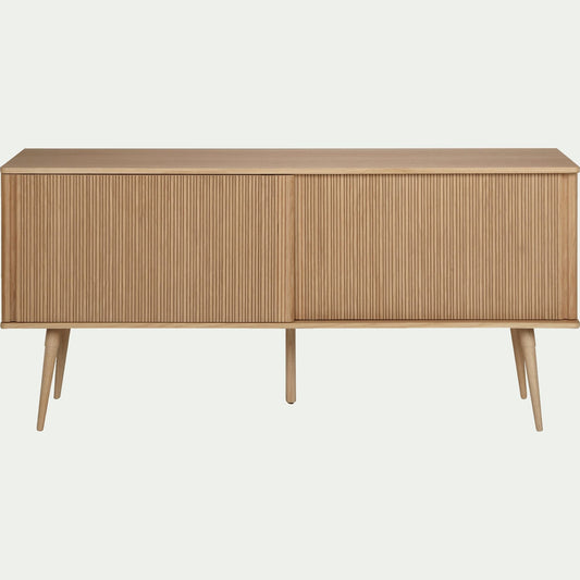 LISTU - Buffet plaqué chêne avec portes coulissantes - bois clair