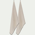 LINIA - Lot de 2 torchons brodés en coton finition point de bourdon 50x70cm - beige