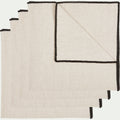 LINIA - Lot de 4 serviettes de table brodées en coton - beige 41x41cm