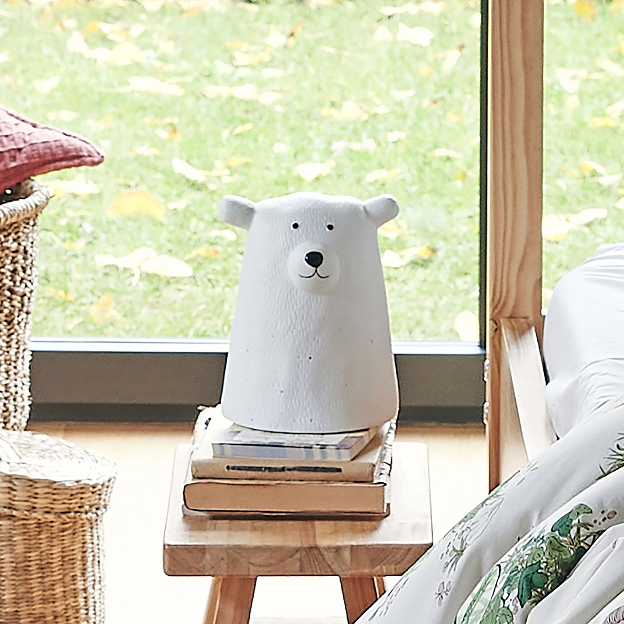 LUMY - Lampe à poser électrifiée forme ours en porcelaine H16,2cm - blanc