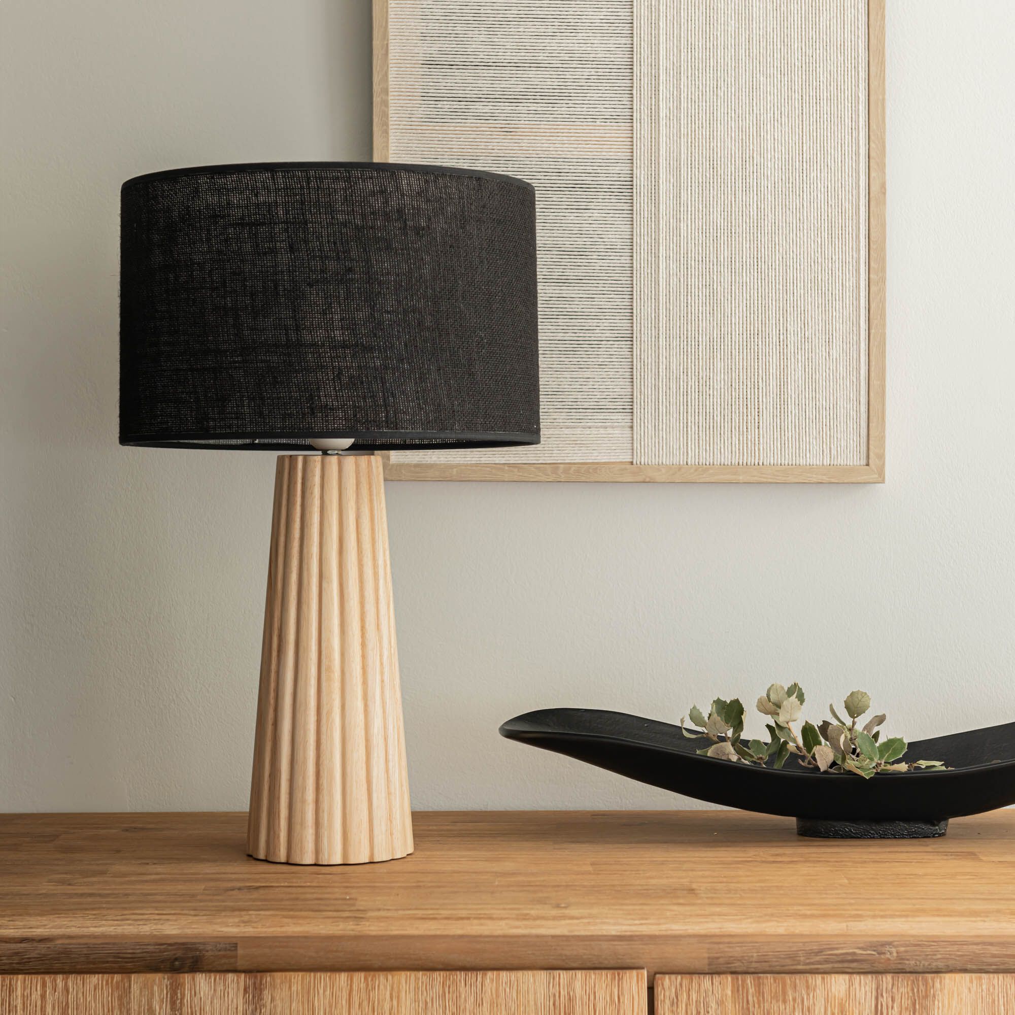 LAGIA - Pied de lampe électrifié en hévéa H38cm - bois clair