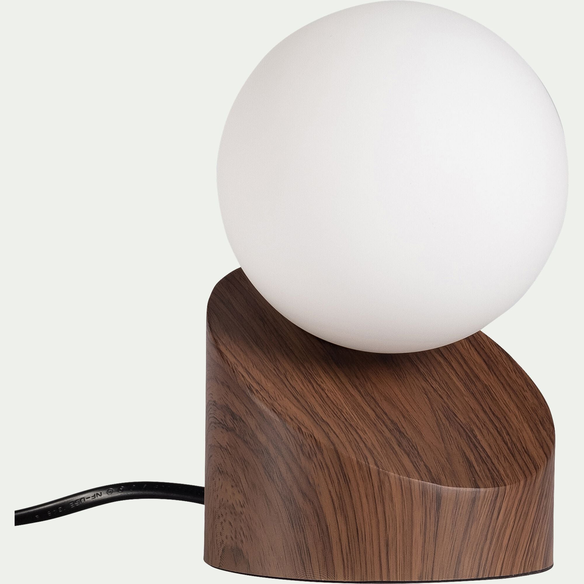 LEN - Lampe à poser tactile en fer effet bois foncé H16cm- naturel