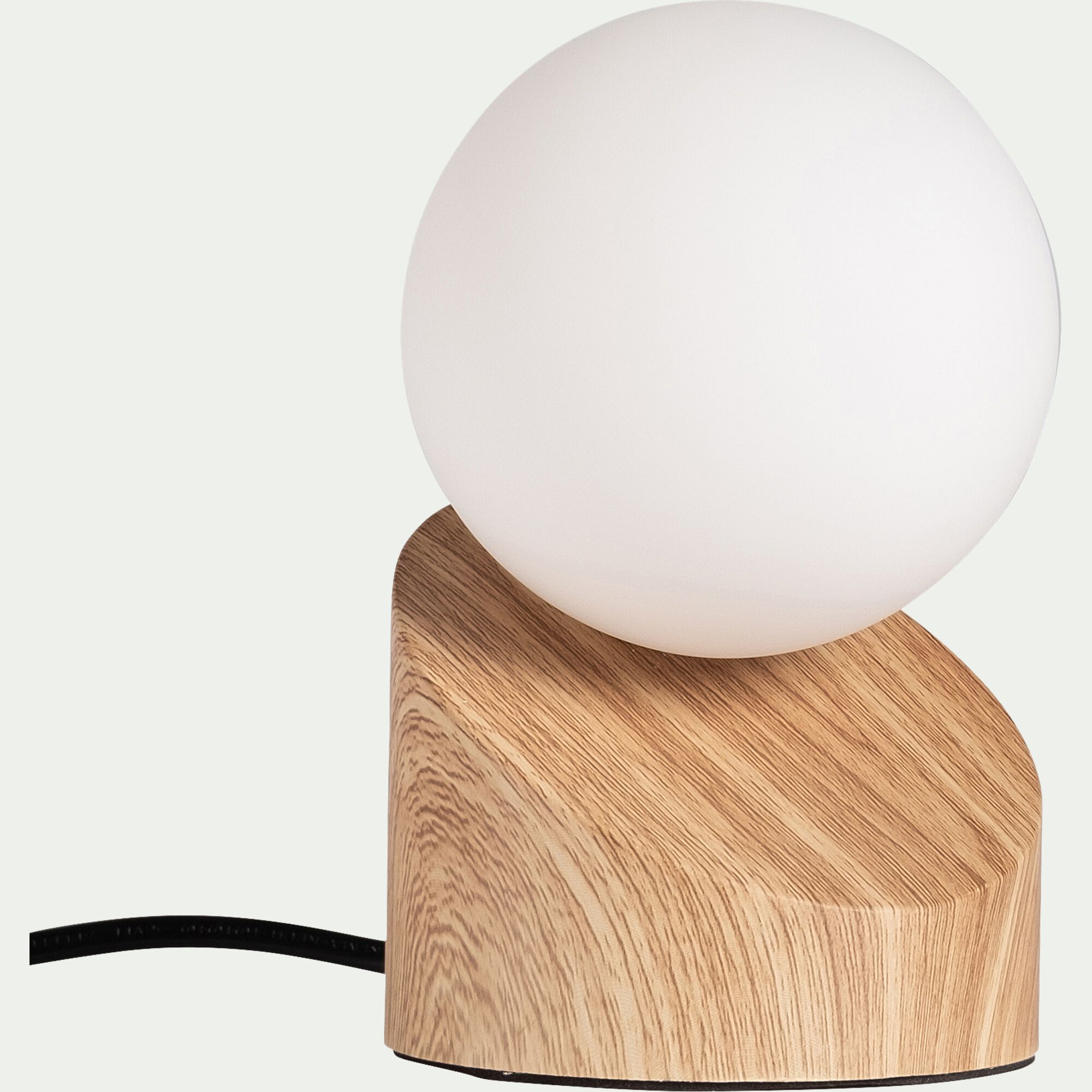 LEN - Lampe à poser tactile en fer effet bois clair H16cm- naturel